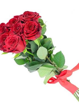 7 красных роза эквадора 80см