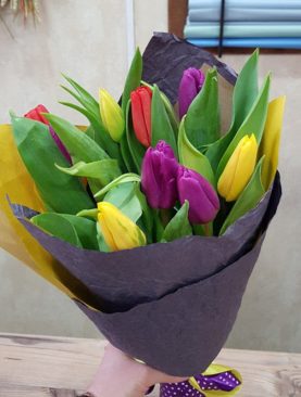 Букет 11 тюльпанов микс